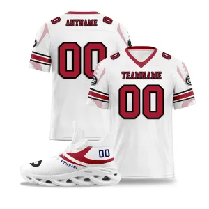 Custom White New York Football Jersey and Sports Shoes Combo Offer Personalized Combo ZH-D025008-20