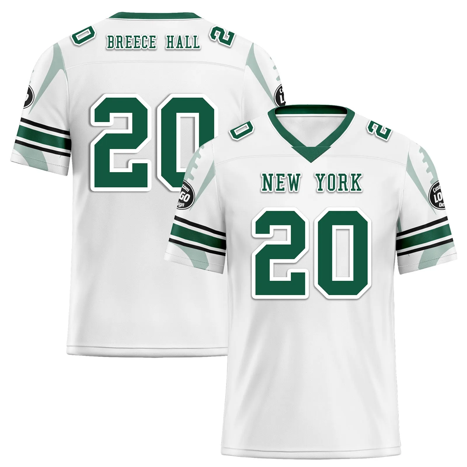 Custom White New York Football Jersey and Sports Shoes Combo Offer Personalized Combo ZH-D025008-30