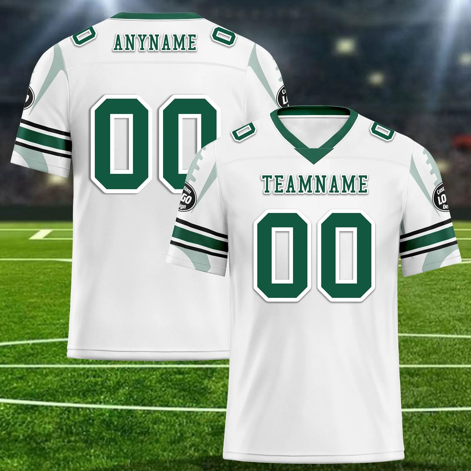 Custom White New York Football Jersey and Sports Shoes Combo Offer Personalized Combo ZH-D025008-30