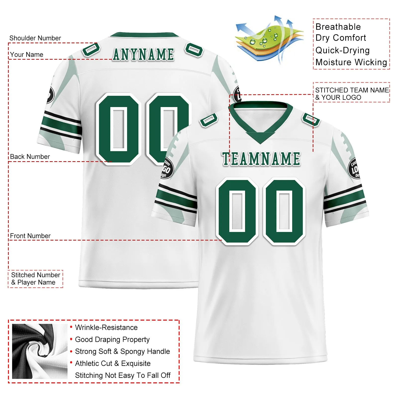 Custom White New York Football Jersey and Sports Shoes Combo Offer Personalized Combo ZH-D025008-30