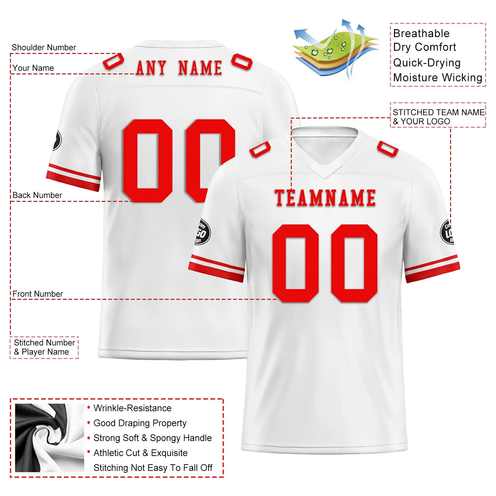 Custom White Red New York Football Jersey and Firesoul Sports Shoes Combo Offer Personalized Combo ZH-D020273-21