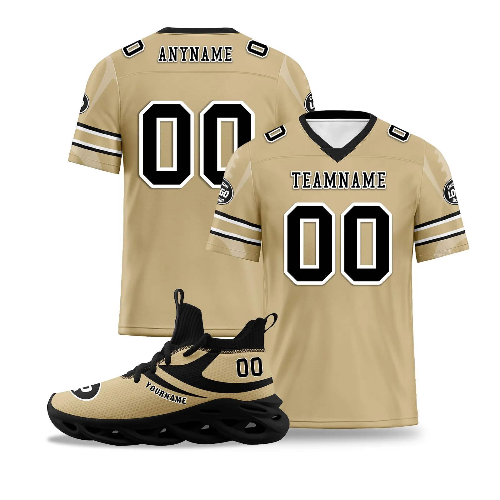 Custom Yellow New Orleans Football Jersey and Sports Shoes Combo Offer Personalized Combo ZH-D025008-19