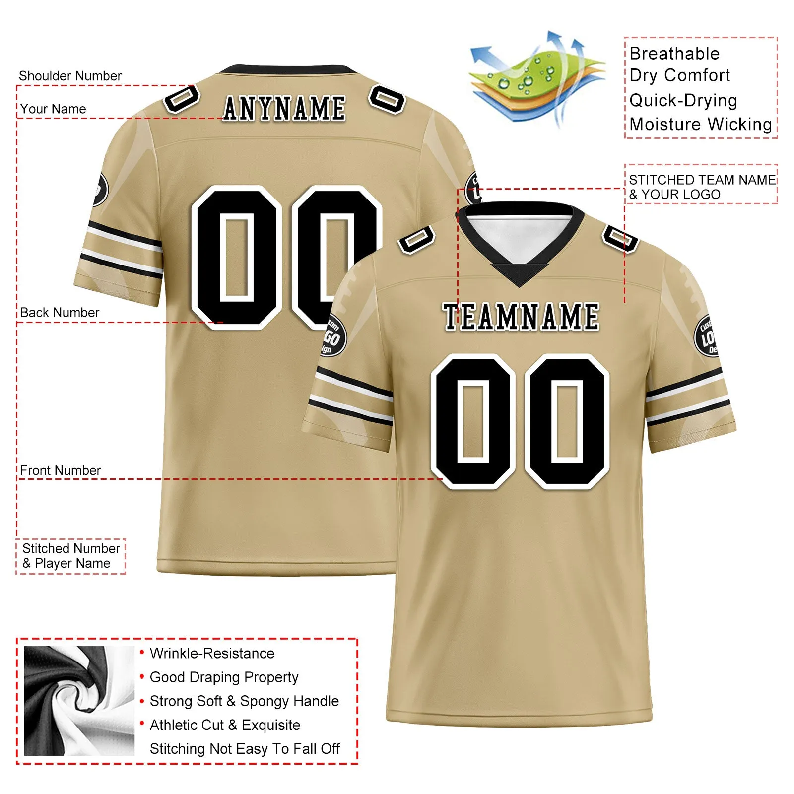 Custom Yellow New Orleans Football Jersey and Sports Shoes Combo Offer Personalized Combo ZH-D025008-19