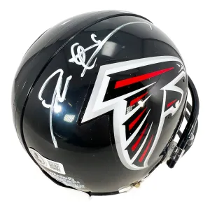 Deion Sanders Signed Atlanta Falcons Mini Football Helmet White Ink (Beckett)