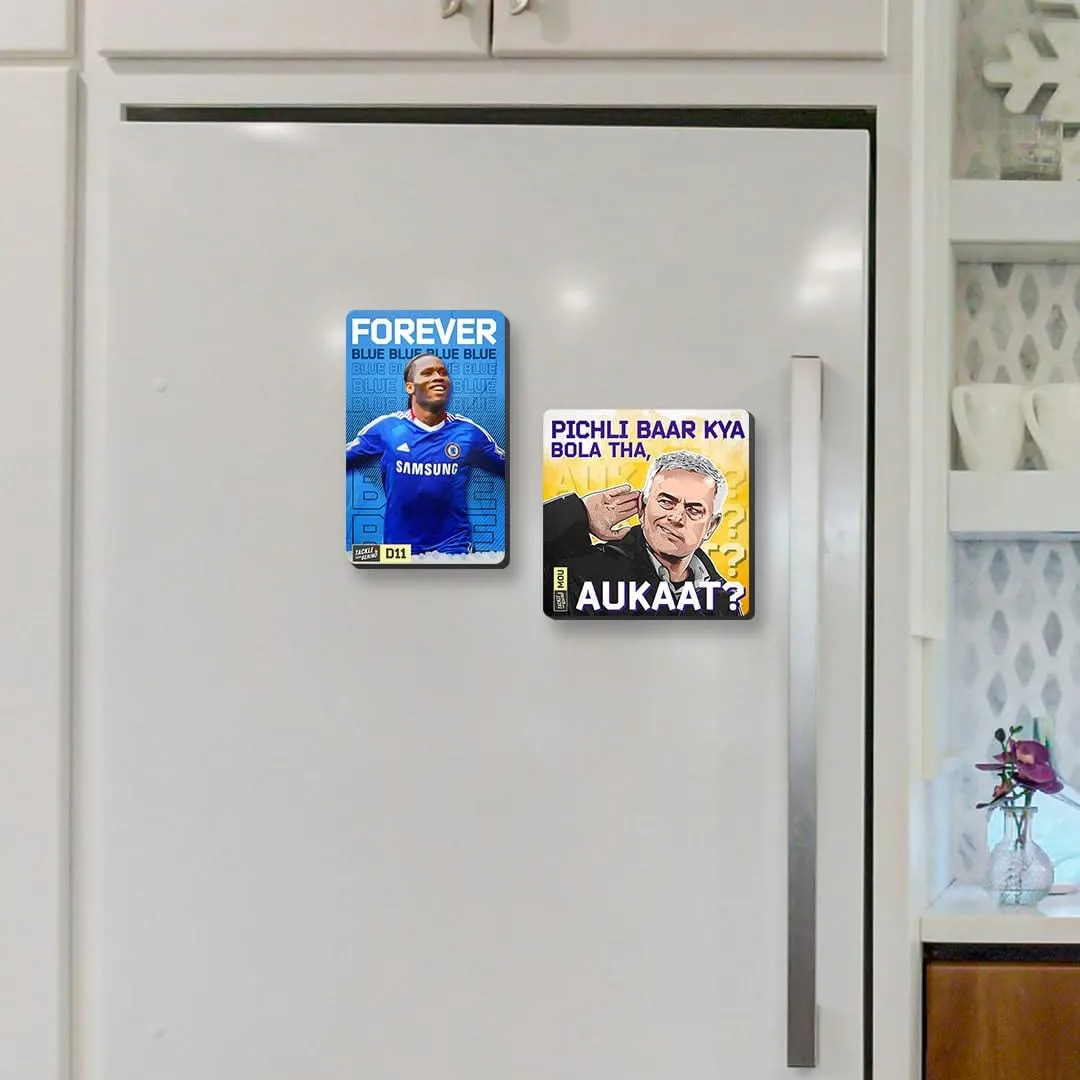 Didier Drogba & Jose Mourinho Chelsea Football Player Design Fridge Magnets Set, 4mm Thick, Glossy Finish, Set of 2, Gift for Sports Fans