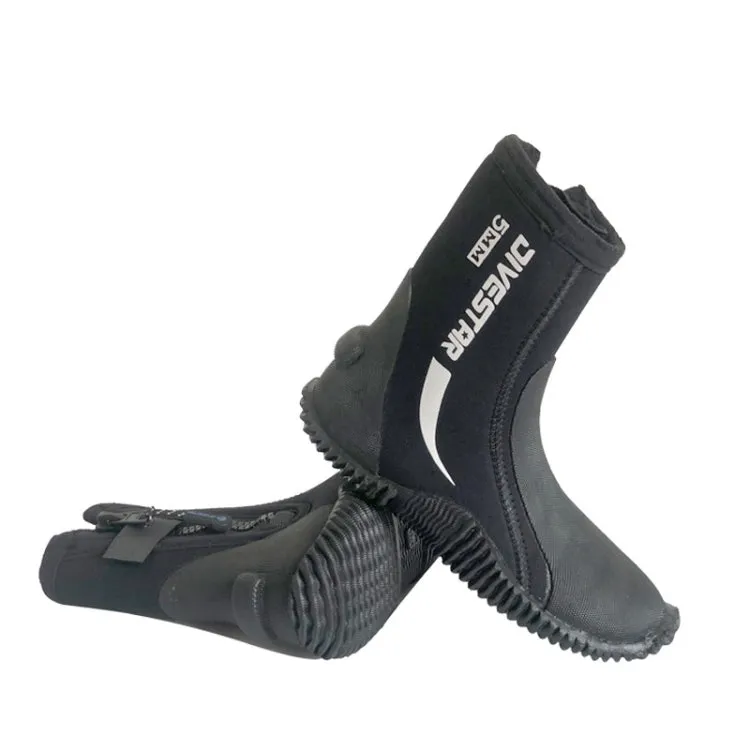 DIVESTAR 5mm Diving Boots Neoprene Shoes With Puncture Resistant Sole, Size: NO.9 (42)(Black)