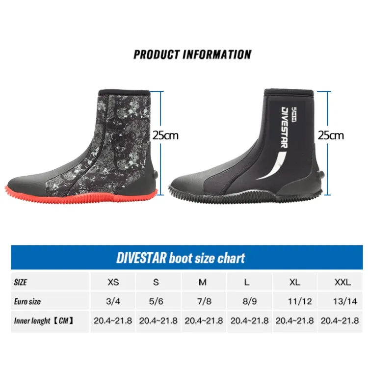 DIVESTAR 5mm Diving Boots Neoprene Shoes With Puncture Resistant Sole, Size: NO.9 (42)(Black)