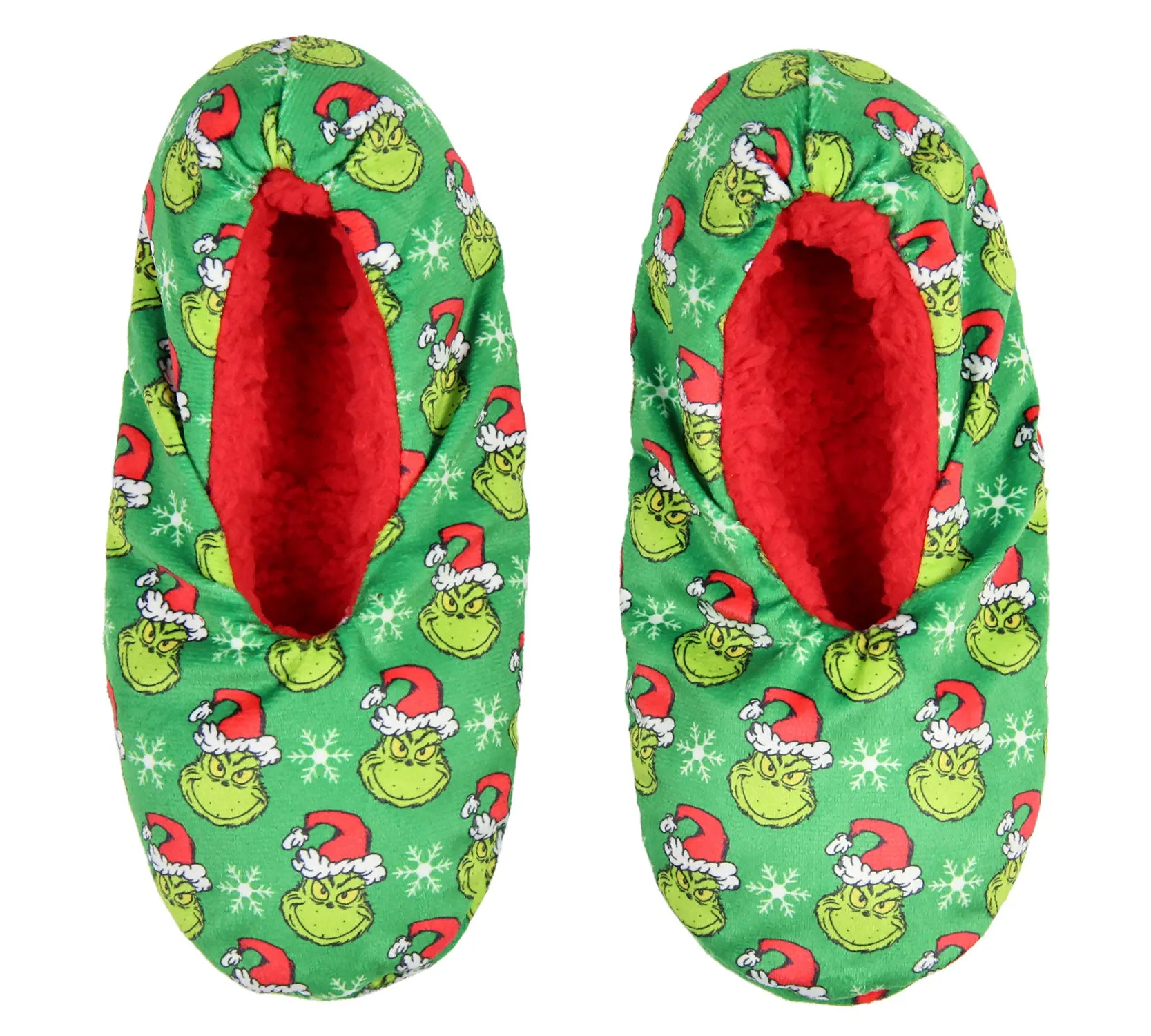 Dr. Seuss GRINCH Who Stole Christmas Grinch Santa Slipper Socks No-Slip Sole