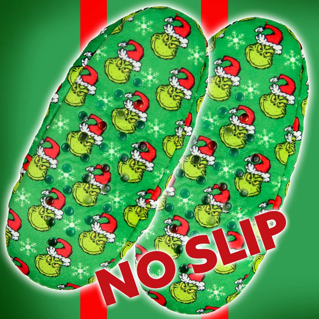 Dr. Seuss GRINCH Who Stole Christmas Grinch Santa Slipper Socks No-Slip Sole