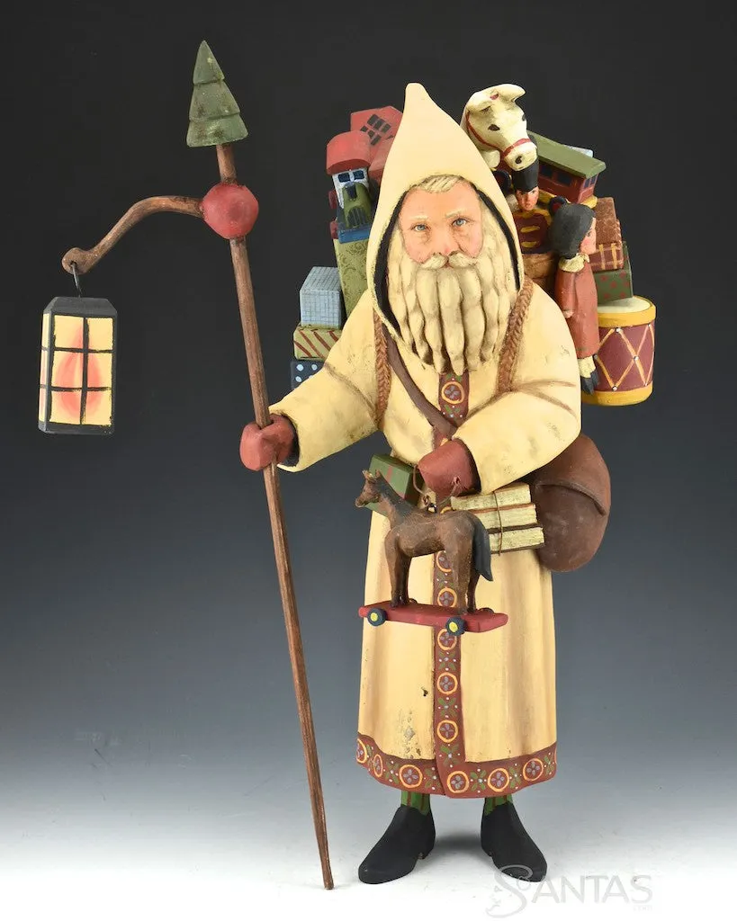 Ed Pribyl Starry Night 17 inch Ivory Santa