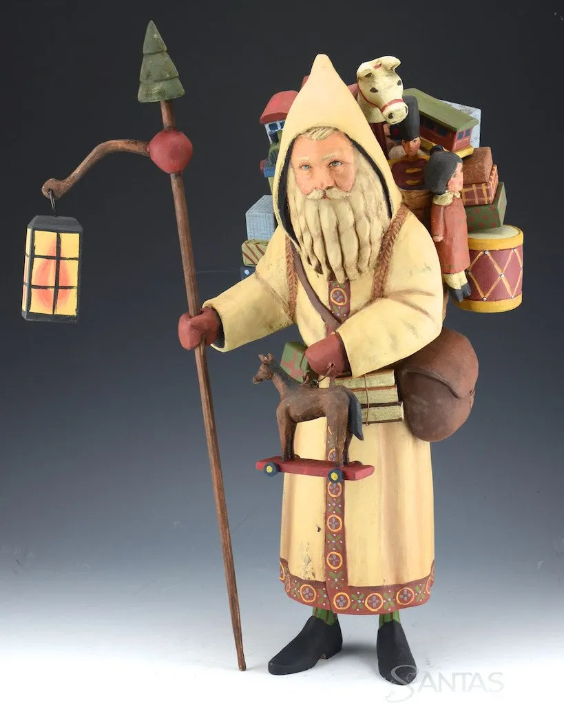 Ed Pribyl Starry Night 17 inch Ivory Santa