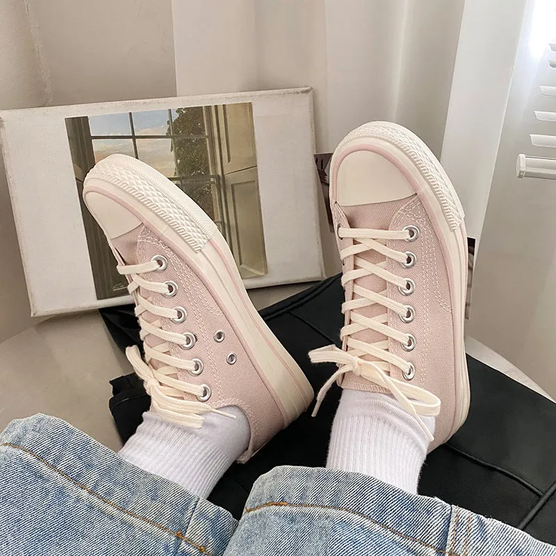 Elegant Fairy Pink Female Korean Board Canvas Shoes