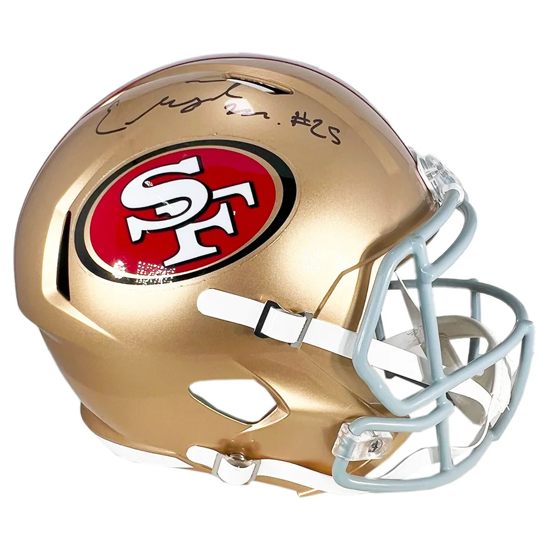 Elijah Mitchell Signed San Francisco 49ers Speed Full-Size Replica Football Helmet (Beckett)