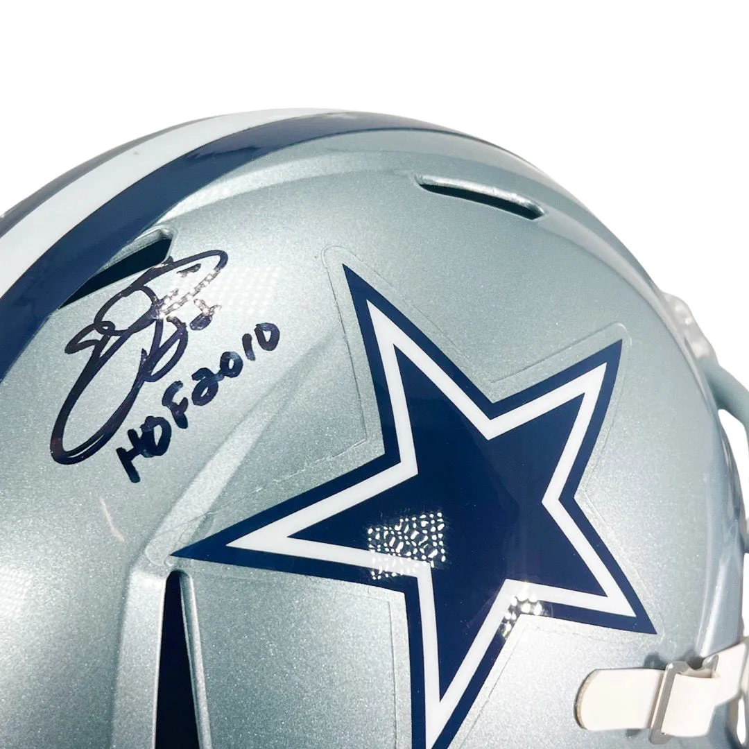 Emmitt Smith Signed HOF 2010 Inscription Dallas Cowboys Speed Full-Size Replica Football Helmet (JSA)