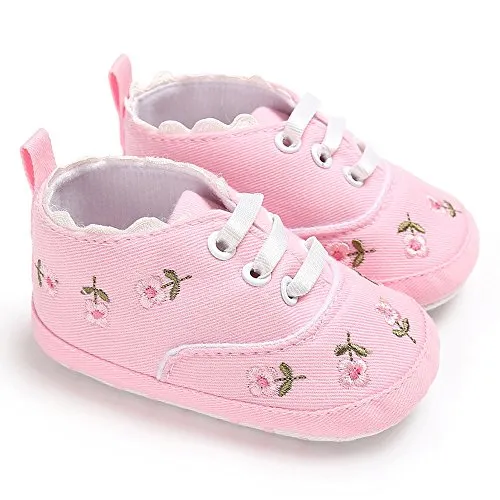 EnJoCho Infant Baby Boys Girls Canvas Sneakers Toddler Slip On Anti Skid Newborn First Walkers Floral Shoes for 0-18 Months (Pink-02A#, 0-6M)