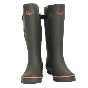 Extra Wide Calf Women's Rain Boots - Grey with Coral Trim - Fit 16-23 inch Calf - Wide in Foot and Ankle