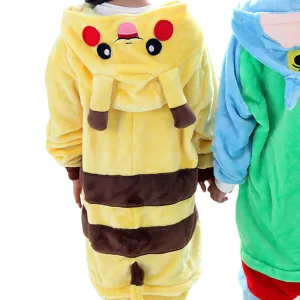 Family Halloween Cosplay Costume Animal Yellow  Pajamas Winter Warm Cartoon Sleepwear Matching Outfits Mother Kids Onesie