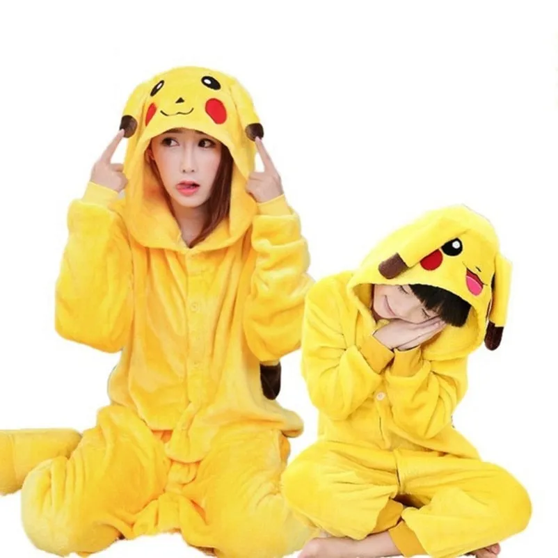 Family Halloween Cosplay Costume Animal Yellow  Pajamas Winter Warm Cartoon Sleepwear Matching Outfits Mother Kids Onesie