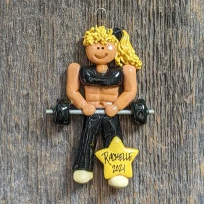 Female Weightlifter Christmas Ornament