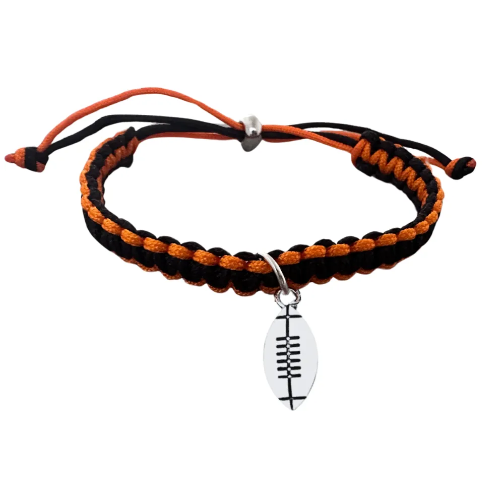 Football Charm Multi Colored Rope Bracelet - Pick Color