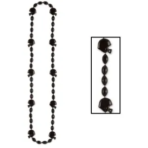 Football Helmet Bead Necklace Black 1ct