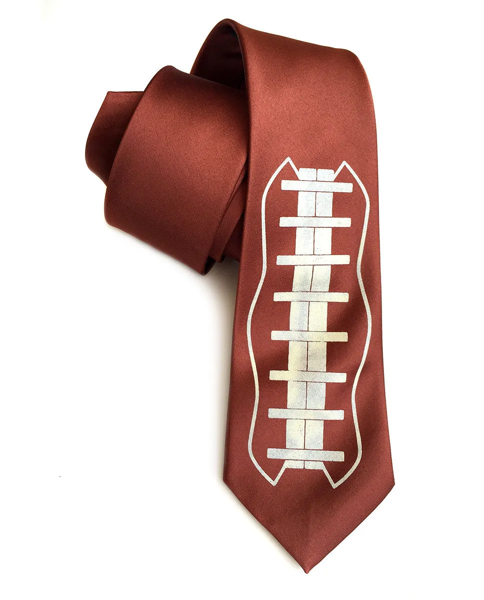 Football necktie. Football lacing print.