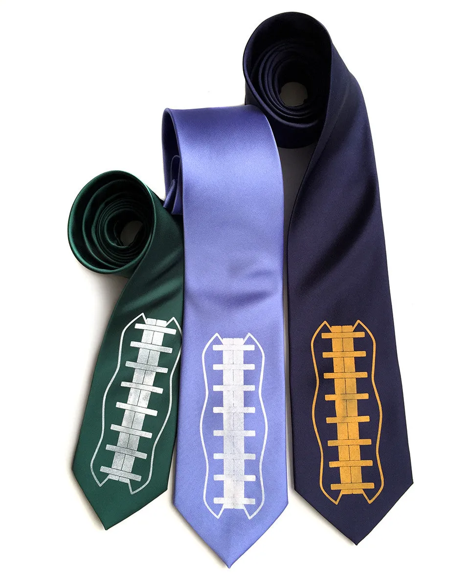 Football tie. Football lacing print silk necktie.