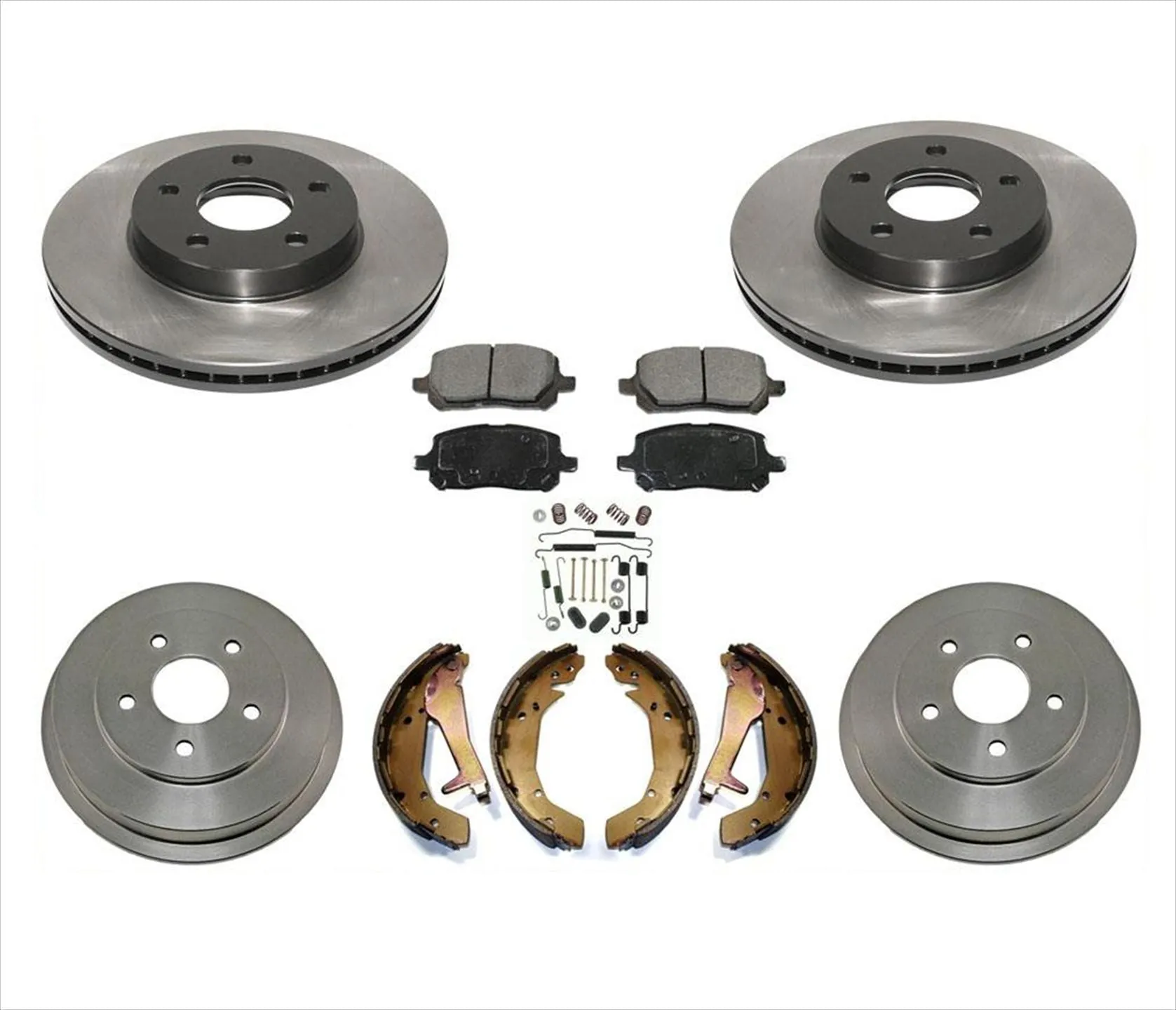 For 09-10 Cobalt 5 Lug Cars ONLY Stop Look With Rear Drums Frt Rotors & Pads 7pc