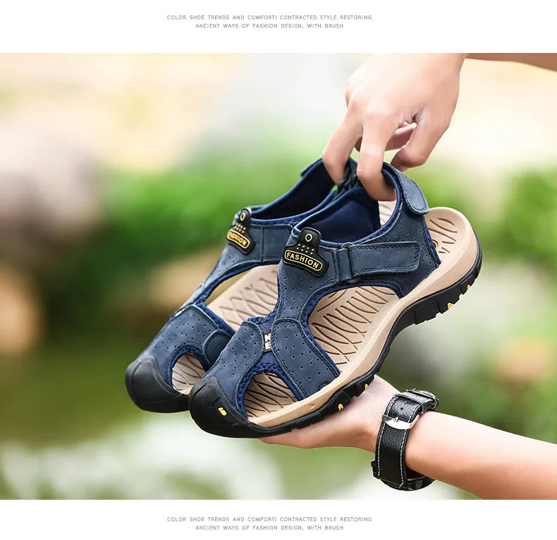 Genuine Leather Male Sandals / Summer Beach Outdoor Shoes / Casual Alternative Fashion