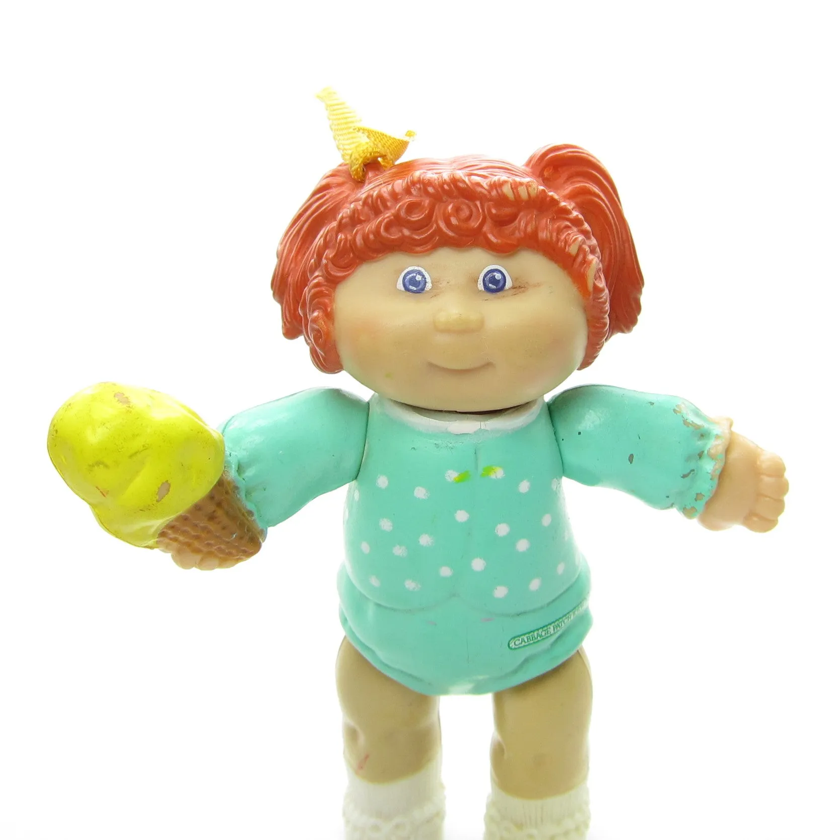 Girl with Red Pigtails & Aqua Outfit Ice Cream Cone Vintage Cabbage Patch Kids Poseable Figure