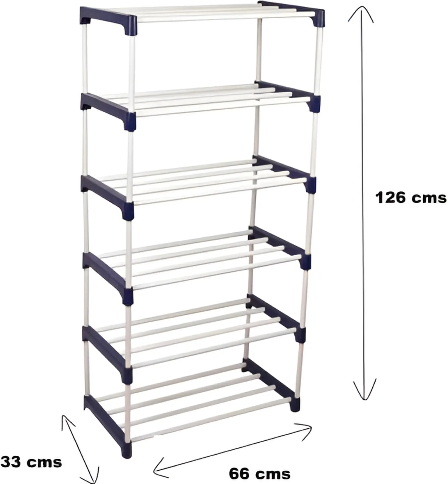 Growys Metal Plastic Extra Strong Shoe Rack - Multipurpose Shelves for Shoes, Clothes, Books & Utility - Durable Mild Steel Shelf (6 shelf)