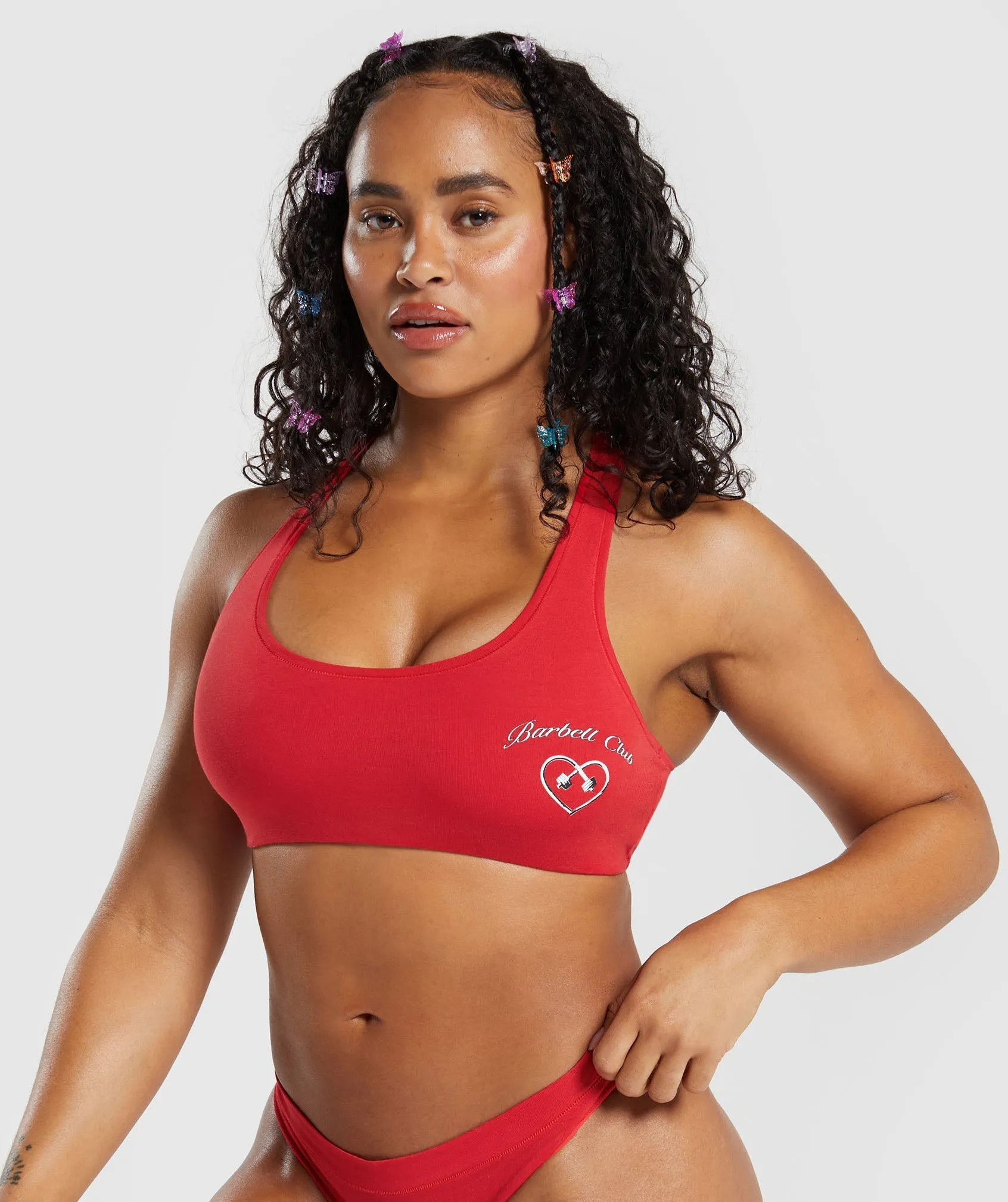 Gymshark Cotton Graphic Bralette - Jamz Red