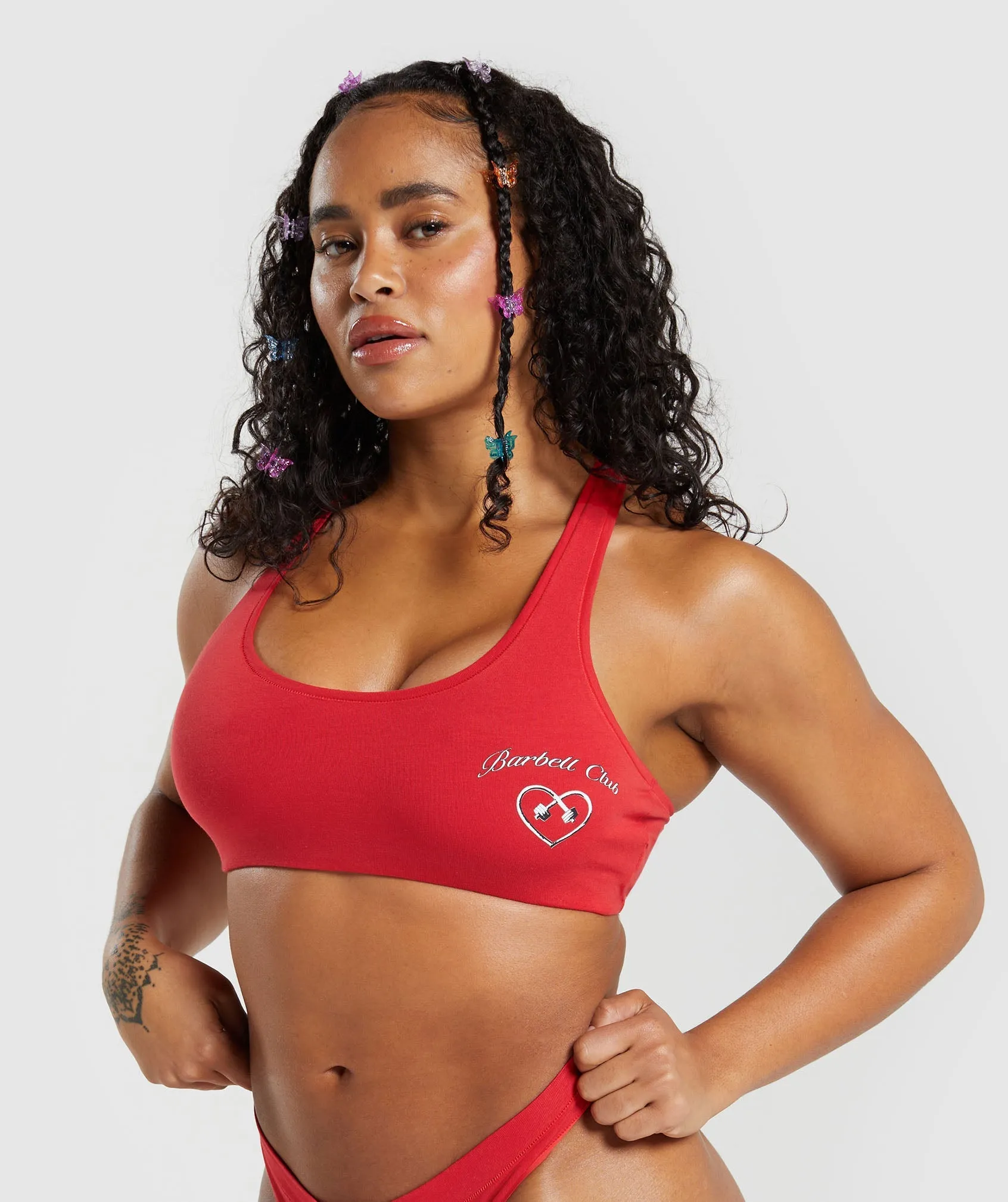 Gymshark Cotton Graphic Bralette - Jamz Red