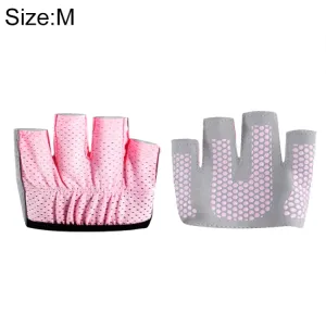 Half Finger Yoga Gloves Anti-skid Sports Gym Palm Protector, Size: M, Palm Circumference: 18cm(Rose Red)