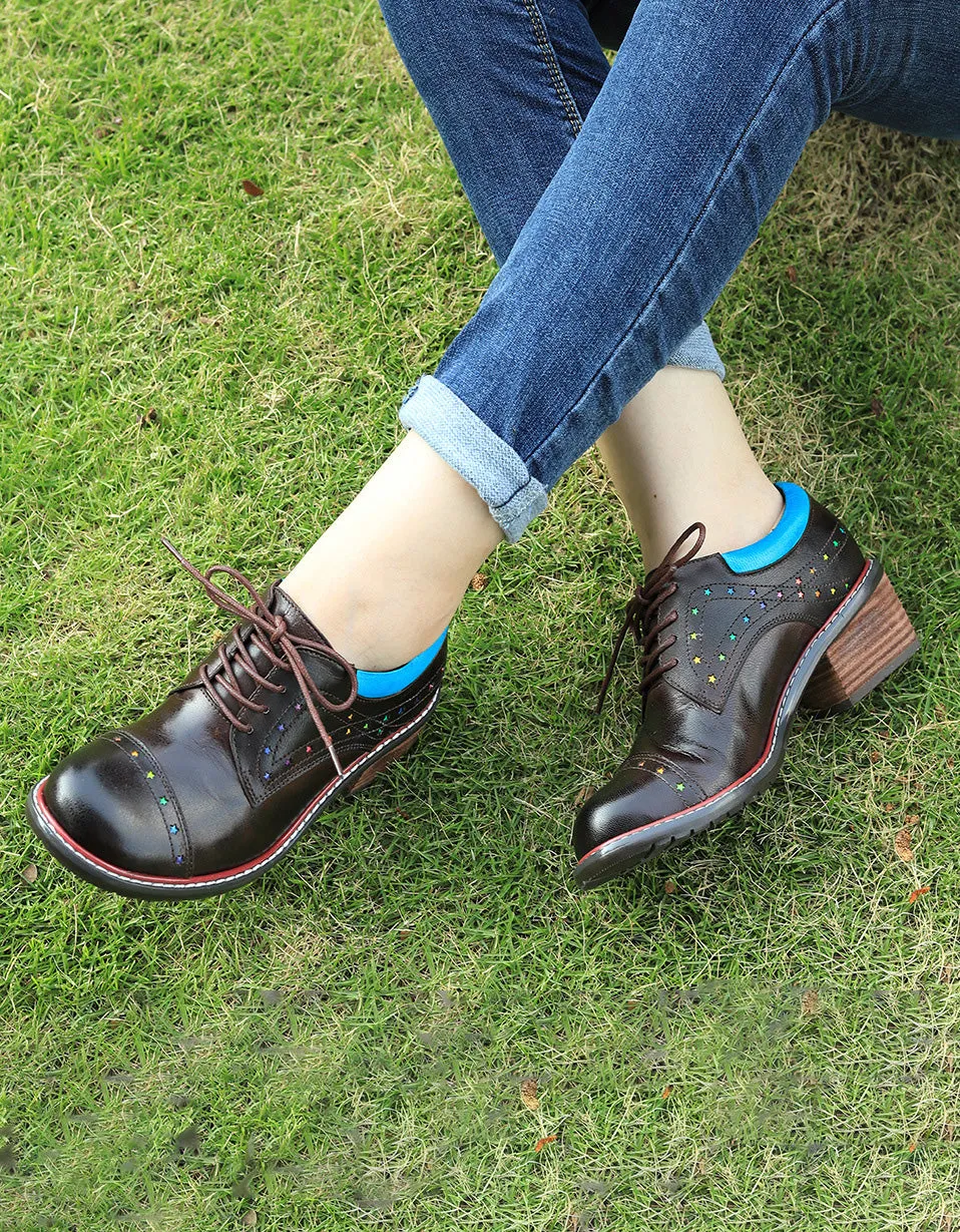 Hand-painted Vintage Oxford Shoes for Women