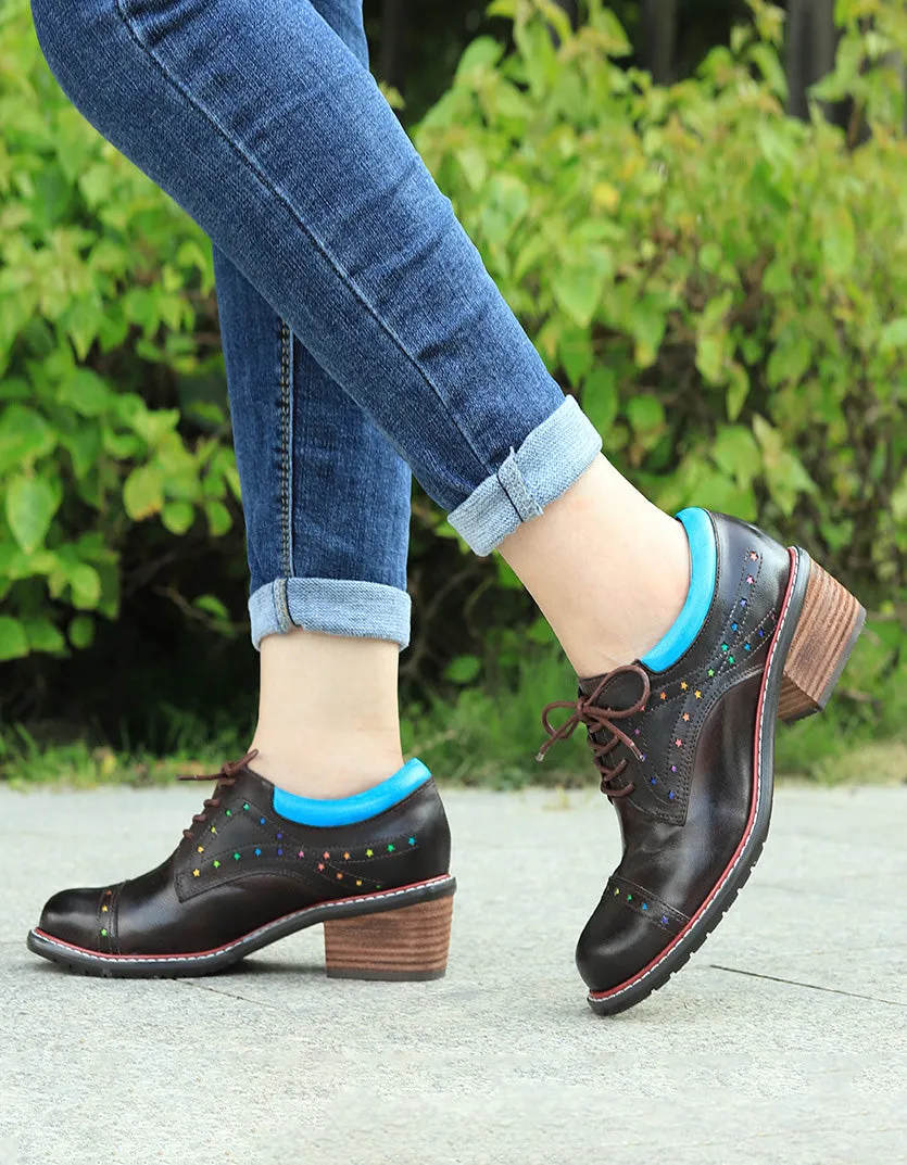 Hand-painted Vintage Oxford Shoes for Women