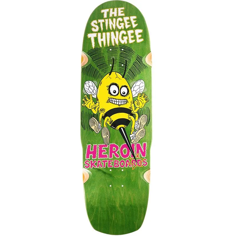 Heroin 9.80" Stingee Thingee Shaped Green Stain Skateboard Deck