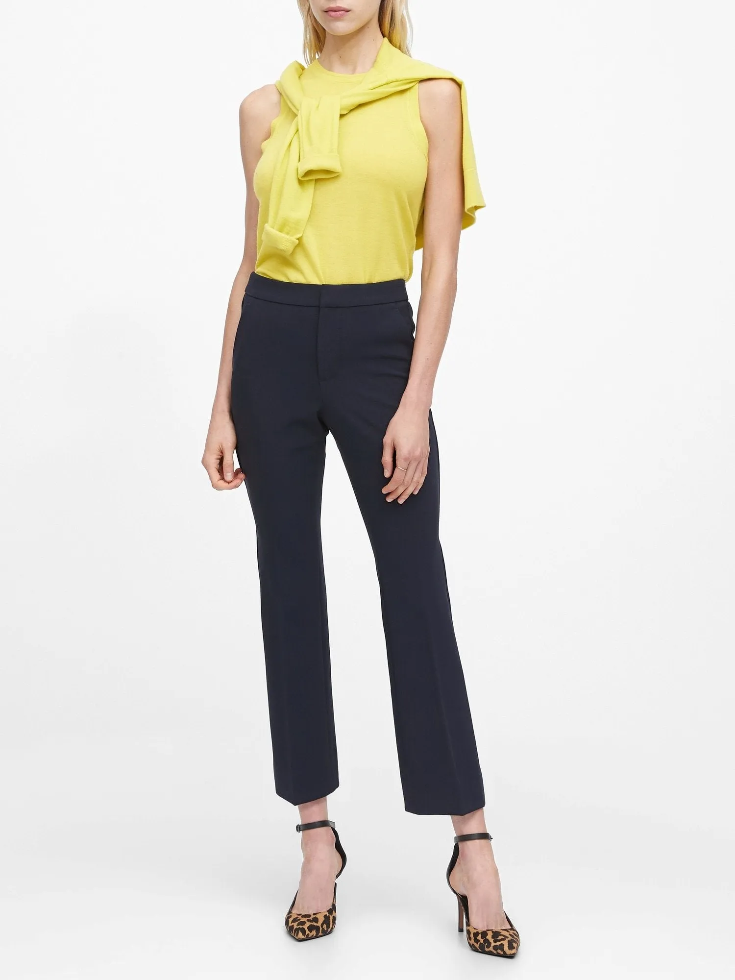 High-Rise Crop Flare Pant in Navy