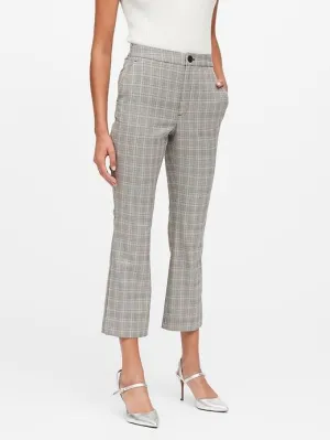 High-Rise Crop Flare Plaid Pant in Charcoal Gray Glenplaid