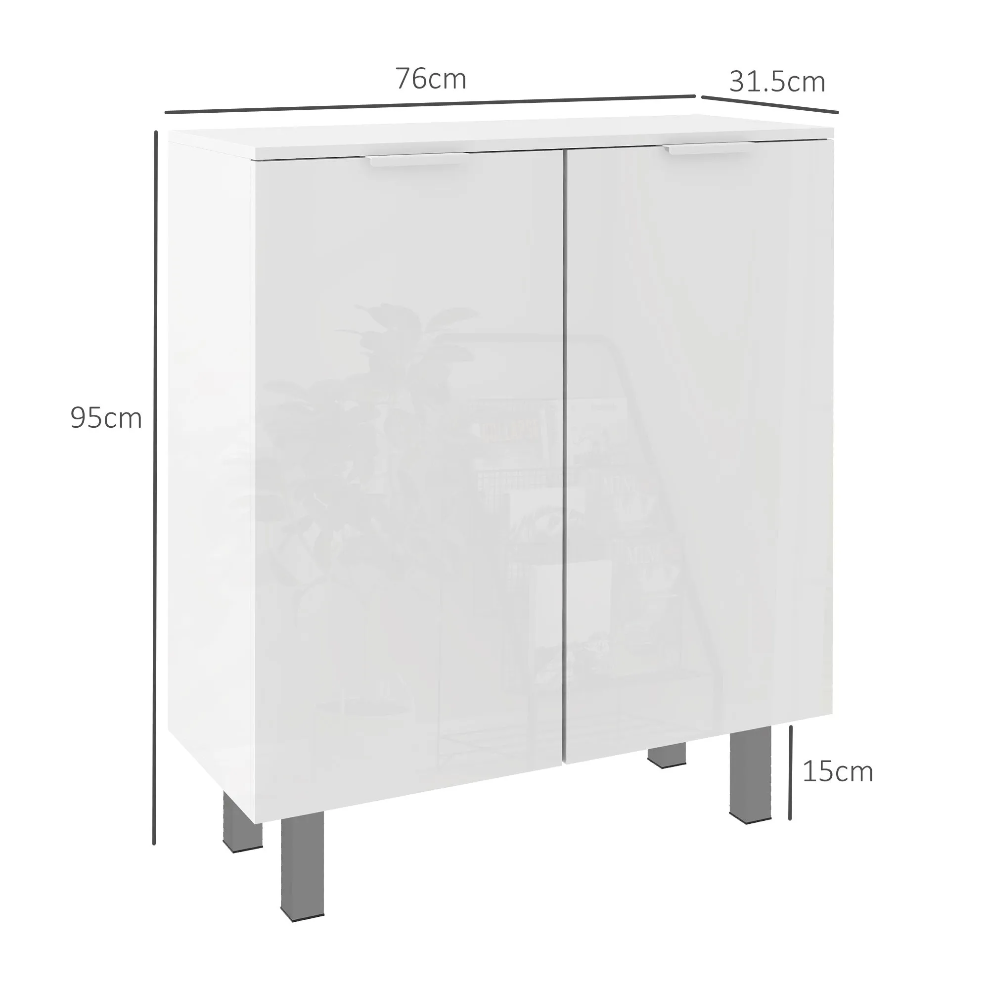 HOMCOM Shoe Storage Cabinet with Soft-Close Hinges & Adjust Shelves, High Gloss