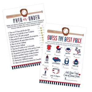 Home Run Baby Shower Game Set – Over or Under and Guess the Price Right 2 Pack of Baseball Themed Activities Ideas and Planning