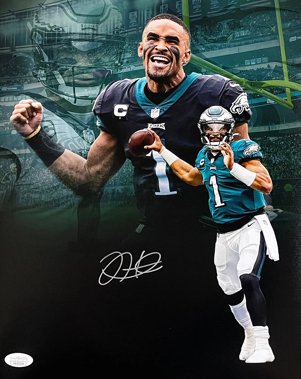 Jalen Hurts Signed Philadelphia Eagles 11x14 Football Collage Photo JSA ITP