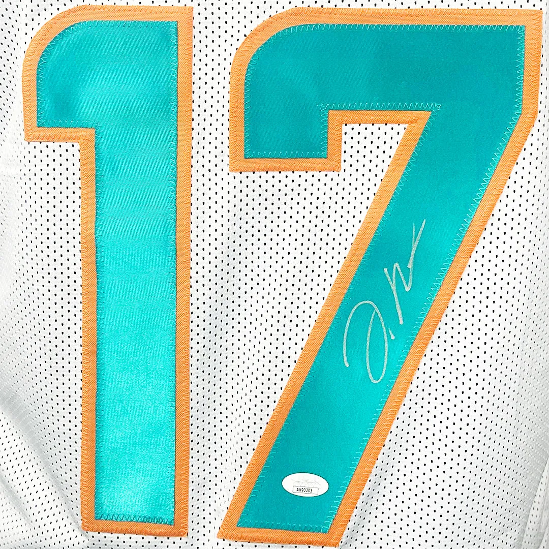 Jaylen Waddle Signed Miami White Football Jersey (JSA)