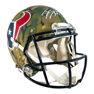 JJ Watt Signed Houston Texans Camo Authentic Speed Full-Size Football Helmet (JSA)