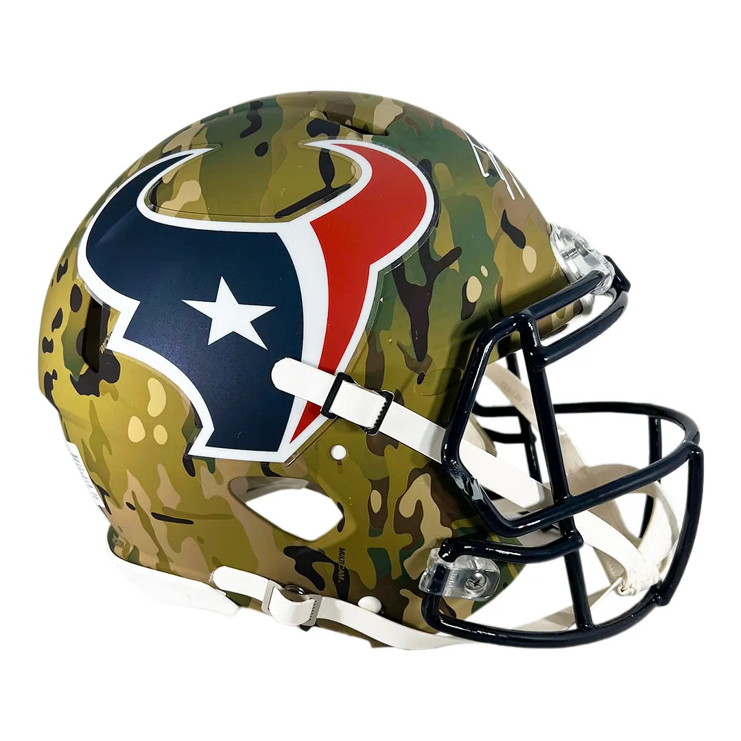 JJ Watt Signed Houston Texans Camo Authentic Speed Full-Size Football Helmet (JSA)