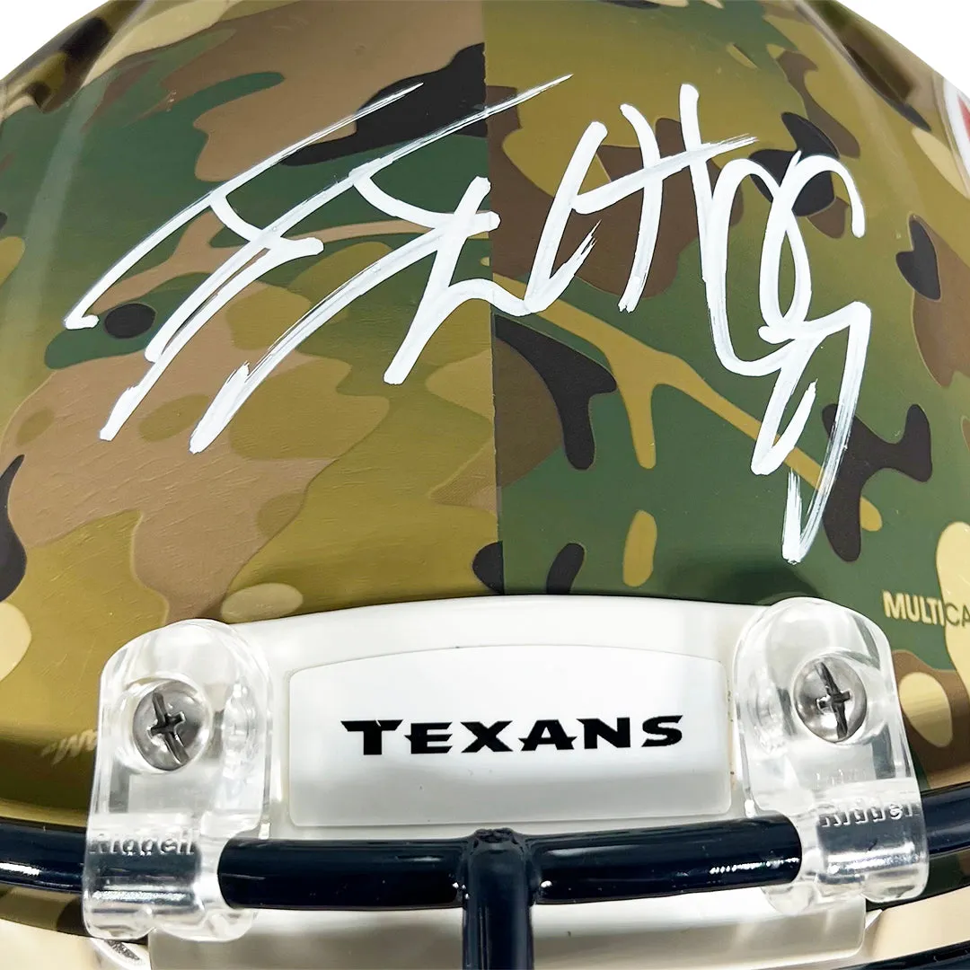 JJ Watt Signed Houston Texans Camo Authentic Speed Full-Size Football Helmet (JSA)