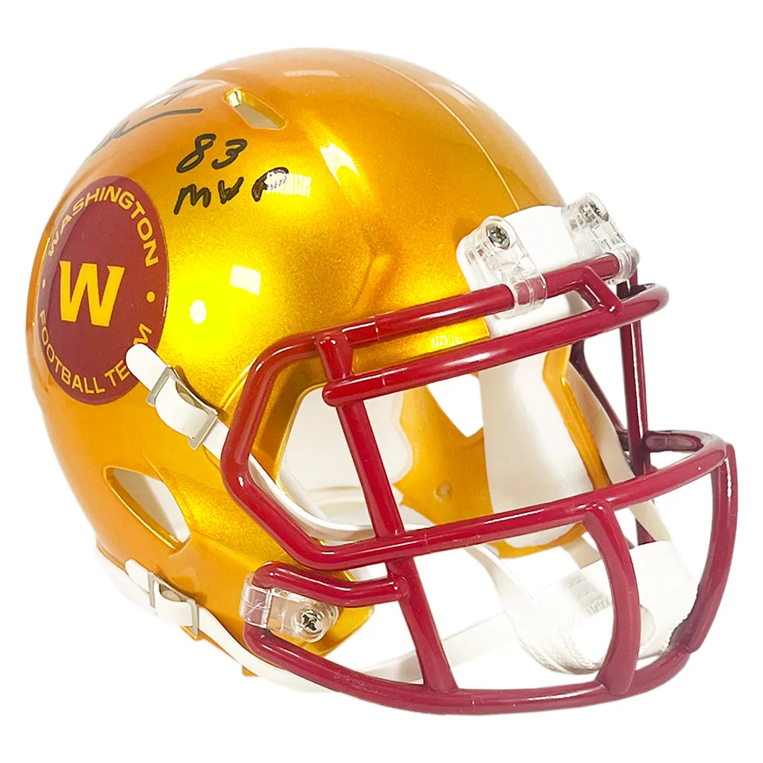 Joe Theismann Signed 83 MVP Inscription Washington Commanders Flash Mini Football Helmet (JSA)