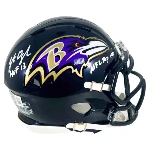 Jonathan Ogden Signed HOF 13/NFL Top 100 Inscription Baltimore Ravens Speed Mini Football Helmet (Beckett)