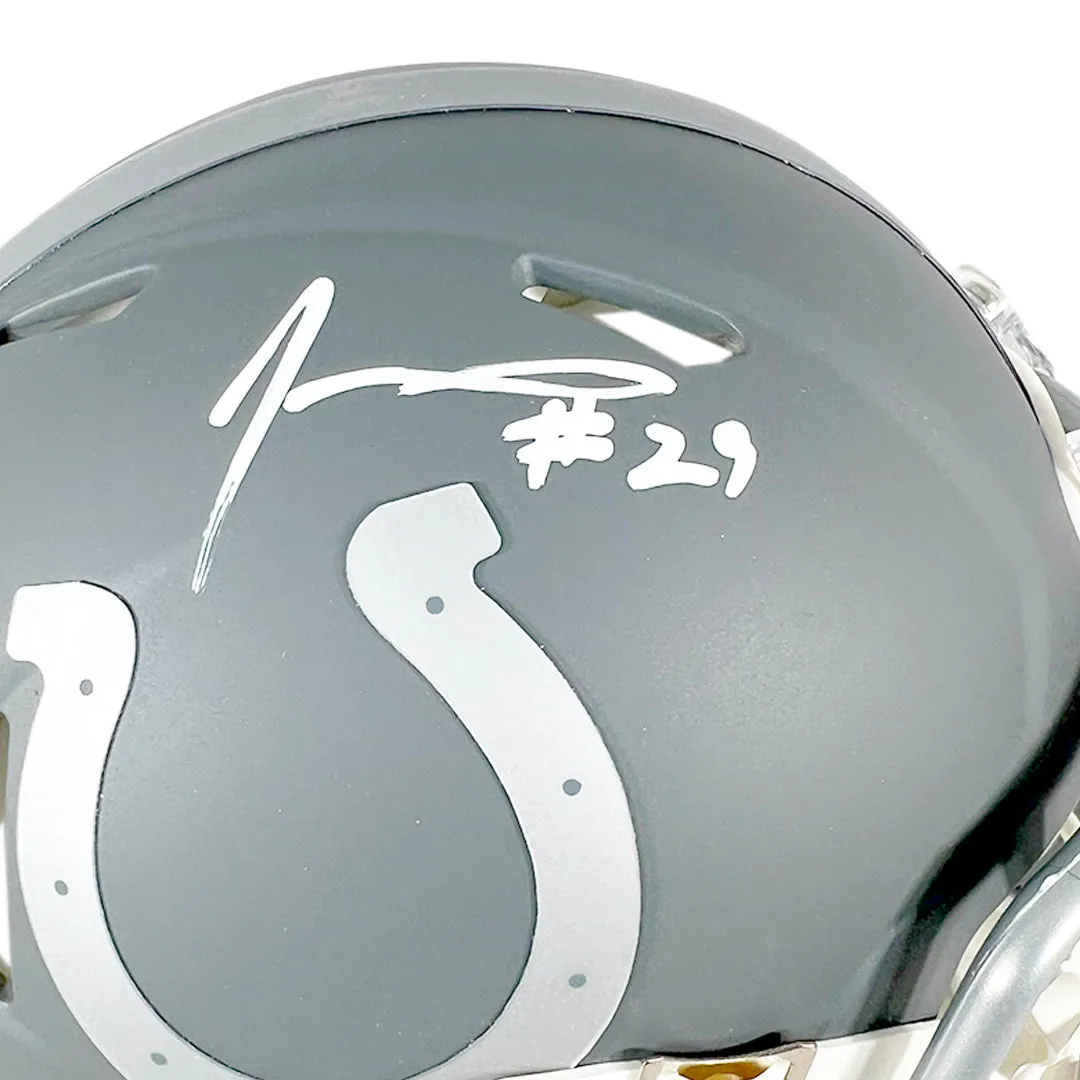 Joseph Addai Signed Indianapolis Colts Slate Alternate Speed Mini Football Helmet (Beckett)