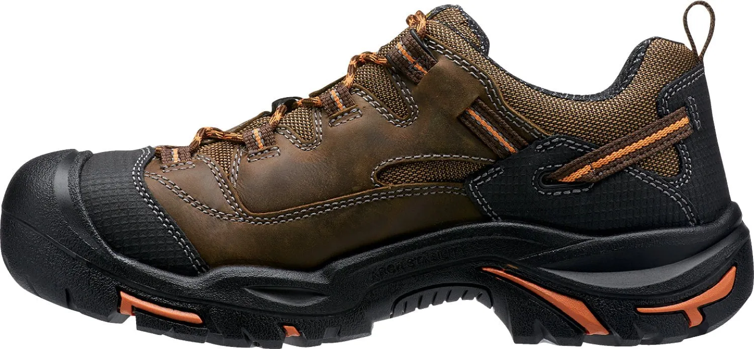 Keen Utility Mens Braddock Low Soft Toe Cascade/Orange Ochre Leather Work Shoes